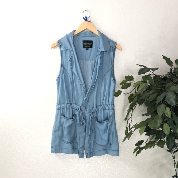 Sanctuary Chambray Long Vest - Picture 2 of 8